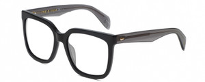 Profile View of Rag&Bone RNB1018/S Designer Blue Light Blocking Eyeglasses in Gloss Black Grey Crystal Ladies Square Full Rim Acetate 56 mm
