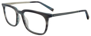 Profile View of John Varvatos V411 Designer Progressive Lens Blue Light Blocking Eyeglasses in Gloss Grey Blue Marble Silver Unisex Square Full Rim Acetate 51 mm