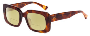 Profile View of SITO SHADES Indi Designer Polarized Reading Sunglasses with Custom Cut Powered Sun Flower Yellow Lenses in Burnt Orange Brown Tortoise Havana Unisex Square Full Rim Acetate 50 mm