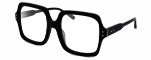 Profile View of Elton John INCOGNITO 1 Designer Reading Eye Glasses with Custom Cut Powered Lenses in Gloss Black Gold Unisex Square Full Rim Acetate 58 mm
