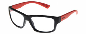 Profile View of Bolle HOLMAN Designer Reading Eye Glasses in Matte Black Scarlet Red Orange Unisex Rectangular Full Rim Acetate 58 mm