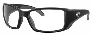 Profile View of Costa Del Mar Blackfin Designer Reading Eye Glasses in Matte Black Gray Unisex Rectangular Full Rim Acetate 62 mm