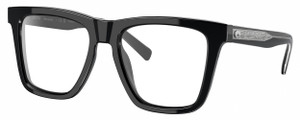 Profile View of Costa Del Mar Keramas Designer Blue Light Blocking Eyeglasses in Shiny Black Silver Unisex Square Full Rim Acetate 54 mm