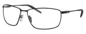 Profile View of Costa Del Mar Turret Designer Reading Eye Glasses in Matte Black Unisex Rectangular Full Rim Acetate 63 mm