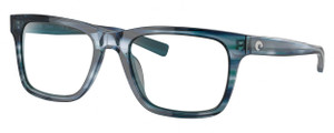 Profile View of Costa Del Mar Tybee Designer Progressive Lens Prescription Rx Eyeglasses in Blue Teal Crystal Ocean Currents Unisex Panthos Full Rim Acetate 55 mm