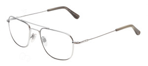 Profile View of American Optical Checkmate Designer Reading Eye Glasses with Custom Cut Powered Lenses in Shiny Silver Grey Unisex Pilot Full Rim Metal 56 mm