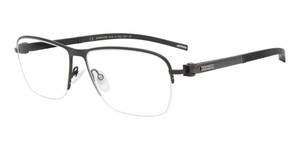 Profile View of Chopard VCHD83-0568 Designer Single Vision Prescription Rx Eyeglasses in Matte Brown Carbon Fiber Mens Rectangular Semi-Rimless Metal 57 mm
