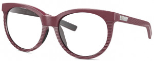 Profile View of Costa Del Mar Victoria Designer Reading Eye Glasses with Custom Cut Powered Lenses in Matte Plum Purple Silver Ladies Cat Eye Full Rim Acetate 55 mm