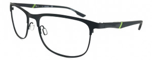 Profile View of Columbia C117S Designer Bi-Focal Prescription Rx Eyeglasses in Satin Black Green Mens Rectangular Full Rim Metal 59 mm