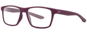 Profile View of NIKE WHIZ EV1160 Designer Bi-Focal Prescription Rx Eyeglasses in Matte Bordeaux Purple Red Unisex Rectangular Full Rim Acetate 48 mm