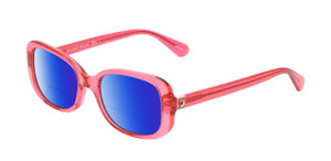 Profile View of Kate Spade DIONNA-035J Designer Polarized Reading Sunglasses with Custom Cut Powered Blue Mirror Lenses in Crystal Pink Ladies Butterfly Full Rim Acetate 52 mm