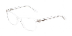 Profile View of QUAY Australia Hardwire Mini Designer Progressive Lens Prescription Rx Eyeglasses in Clear Crystal Gold Unisex Cat Eye Full Rim Acetate 51 mm