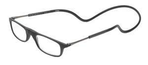 Profile View of Calabria SP03 Snap Magnetic Reading Glasses Black Front Connect Adjustable Temples Eyeglass Around Neck Hanging Readers
