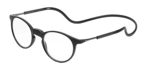 Profile View of Calabria SP04 Snap Magnetic Reading Glasses Black Front Connect Adjustable Temples Eyeglass Around Neck Hanging Readers