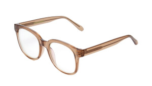 Profile View of BCBG BAR104BL Designer Bi-Focal Prescription Rx Eyeglasses in Nude Brown Crystal  Unisex Panthos Full Rim Acetate 52 mm