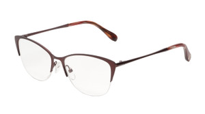 Profile View of BCBG BAR302 Cat Eye Semi-Rimless Reading Glasses +1.00 Red Tortoise Crimson 54mm
