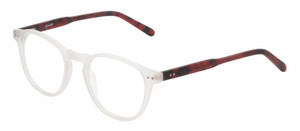 Profile View of Reptile Mata Designer Single Vision Prescription Rx Eyeglasses in Matte Clear Crystal Tortoise Havana Auburn Brown Unisex Panthos Full Rim Acetate 47 mm