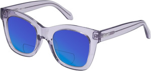 Profile View of QUAY Australia After Hours Designer Polarized Reading Sunglasses with Custom Cut Powered Blue Mirror Lenses in Sweet Pea Lilac Ladies Cat Eye Full Rim Acetate 51 mm