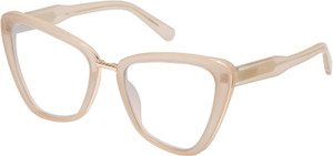 Profile View of QUAY Australia All Talk Designer Progressive Lens Prescription Rx Eyeglasses in Bone White Ladies Cat Eye Full Rim Acetate 58 mm