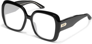 Profile View of QUAY Australia Full Glam Designer Blue Light Blocking Eyeglasses in Gloss Black Ladies Square Full Rim Acetate 56 mm