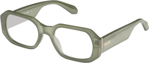 Profile View of QUAY Australia Hyped Up Designer Progressive Lens Prescription Rx Eyeglasses in Crystal Jade Green Unisex Hexagonal Full Rim Acetate 53 mm