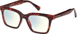 Profile View of Prive Revaux Joels Square Designer Reading Glasses in Brown Tortoise Havana 54mm