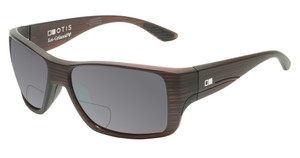 Profile View of OTIS Coastin Designer Polarized Reading Sunglasses with Custom Cut Powered Smoke Grey Lenses in Matte Woodland Unisex Rectangular Full Rim Acetate 61 mm