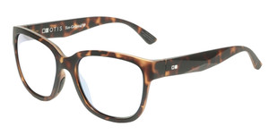 Profile View of OTIS Odyssey Designer Progressive Lens Blue Light Blocking Eyeglasses in Matte Honey Tortoise Havana Ladies Cat Eye Full Rim Acetate 54 mm