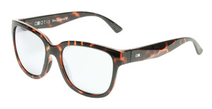 Profile View of OTIS Odyssey Designer Reading Eye Glasses with Custom Cut Powered Lenses in Ochre Havana Tortoise Ladies Cat Eye Full Rim Acetate 54 mm