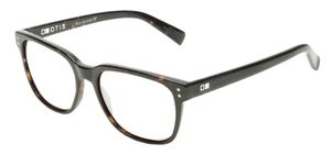 Profile View of OTIS Test of Time X Designer Reading Eye Glasses with Custom Cut Powered Lenses in Eco Havana Tortoise Unisex Square Full Rim Acetate 55 mm