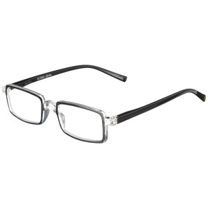 Profile View of Elton John Bullet Unisex Rectangular Full Rim Designer Reading Glasses in Black Crystal 47mm
