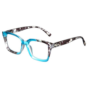 Profile View of Elton John Remix 1 Designer Blue Light Blocking Eyeglasses in Sapphire Blue Marble Black White Unisex Round Full Rim Acetate 49 mm