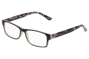 Profile View of Perry Ellis PEBX44 Designer Blue Light Blocking Eyeglasses in Gloss Black Marble Unisex Rectangular Full Rim Acetate 50 mm