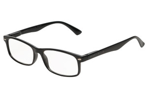 Profile View of Perry Ellis PEBX54 Designer Single Vision Prescription Rx Eyeglasses in Gloss Black Marble Unisex Rectangular Full Rim Acetate 53 mm