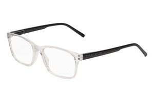 Profile View of Perry Ellis PEBX55 Designer Blue Light Blocking Eyeglasses in Gloss Crystal Clear Marble Unisex Square Full Rim Acetate 52 mm