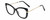 Profile View of Kendall+Kylie KK5156CE FRANNIE Designer Progressive Lens Blue Light Blocking Eyeglasses in Gloss Black Gold Ladies Cat Eye Full Rim Acetate 52 mm