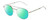 Profile View of BOLLE OVA Designer Polarized Reading Sunglasses with Custom Cut Powered Green Mirror Lenses in Silver Clear Crystal Ladies Pilot Full Rim Metal 52 mm