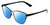 Profile View of Book Club Late Hesitation Designer Polarized Reading Sunglasses with Custom Cut Powered Blue Mirror Lenses in Gloss Black Unisex Cat Eye Full Rim Metal 54 mm