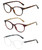 Front View of Isaac Mizrahi 3 PACK Gift Box Women's Reading Glasses Tortoise,Crystal,Red +2.50