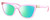 Profile View of Dolce&Gabbana DG5076 Designer Polarized Reading Sunglasses with Custom Cut Powered Green Mirror Lenses in Shiny Pink Crystal Gold Ladies Cat Eye Full Rim Acetate 55 mm