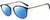 Profile View of John Varvatos V378 Designer Polarized Reading Sunglasses with Custom Cut Powered Blue Mirror Lenses in Gloss Navy Blue Smokey Grey 2-Tone Gunmetal Unisex Panthos Full Rim Acetate 49 mm