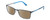 Profile View of Police VPLA46 Designer Polarized Reading Sunglasses with Custom Cut Powered Amber Brown Lenses in Matte Navy Blue Cyan Silver Unisex Rectangular Full Rim Metal 56 mm