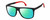 Profile View of Carrera HYPERFIT 17-S-0003 Designer Polarized Reading Sunglasses with Custom Cut Powered Green Mirror Lenses in Matte Black Red Unisex Square Full Rim Acetate 58 mm