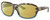 Profile View of Costa Del Mar Gannet Designer Polarized Reading Sunglasses with Custom Cut Powered Sun Flower Yellow Lenses in Shiny Brown Clear Blue Crystal Wahoo Gold Ladies Square Full Rim Acetate 58 mm