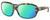 Profile View of Costa Del Mar Gannet Designer Polarized Reading Sunglasses with Custom Cut Powered Green Mirror Lenses in Shiny Brown Clear Blue Crystal Wahoo Gold Ladies Square Full Rim Acetate 58 mm