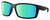 Profile View of Costa Del Mar Reefton Designer Polarized Reading Sunglasses with Custom Cut Powered Green Mirror Lenses in Matte Black Blackout Unisex Rectangular Full Rim Acetate 64 mm