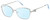 Profile View of Chopard VCHF15S-0579 Designer Progressive Lens Blue Light Blocking Eyeglasses in Shiny Silver 23KT Gold Plated/Blue/Gemstone Accent Ladies Cat Eye Full Rim Metal 55 mm