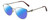 Profile View of Chopard VCHF51S-0579 Designer Polarized Reading Sunglasses with Custom Cut Powered Blue Mirror Lenses in Shiny Silver/Mulberry Purple Crystal/Gemstone Accent Ladies Cat Eye Full Rim Metal 54 mm