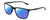 Profile View of Columbia C553S Designer Polarized Reading Sunglasses with Custom Cut Powered Blue Mirror Lenses in Matte Black Blue Mens Rectangular Full Rim Acetate 62 mm