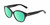 Profile View of Kate Spade KIERST2-807-Y7 Designer Polarized Reading Sunglasses with Custom Cut Powered Green Mirror Lenses in Gloss Black Silver Logo Ladies Cat Eye Full Rim Acetate 56 mm
